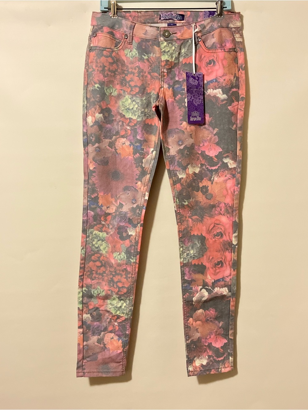 Karma Blue Women’s Size 13 Pink Multicolor Floral Stretch Jeans NWT - Picture 6 of 16